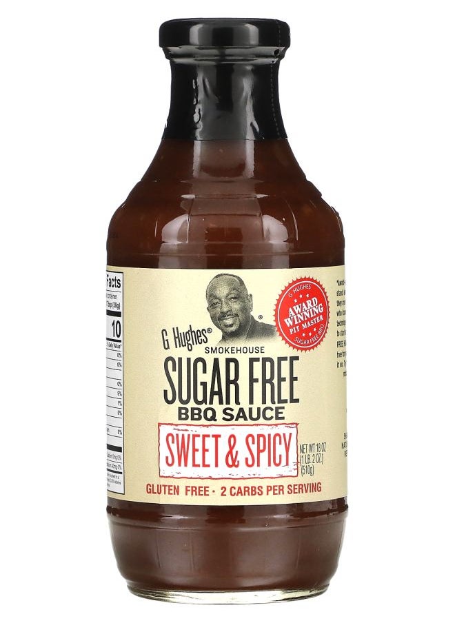 G Hughes - Sugar Free BBQ Sauce Sweet & Spicy 1 lb 2 oz (510 g) - Image 1