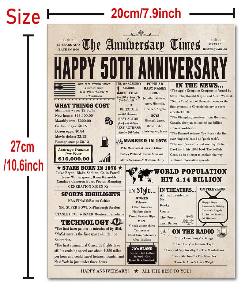 FANCYLUCKY Jumbo 50th Anniversary Card for Women Men, Funny 50th Wedding Anniversary Decorations for Mom Dad, Romantic 50 Year Anniversary Card Gift for Wife Husband, Golden Wedding Gift - Image 2