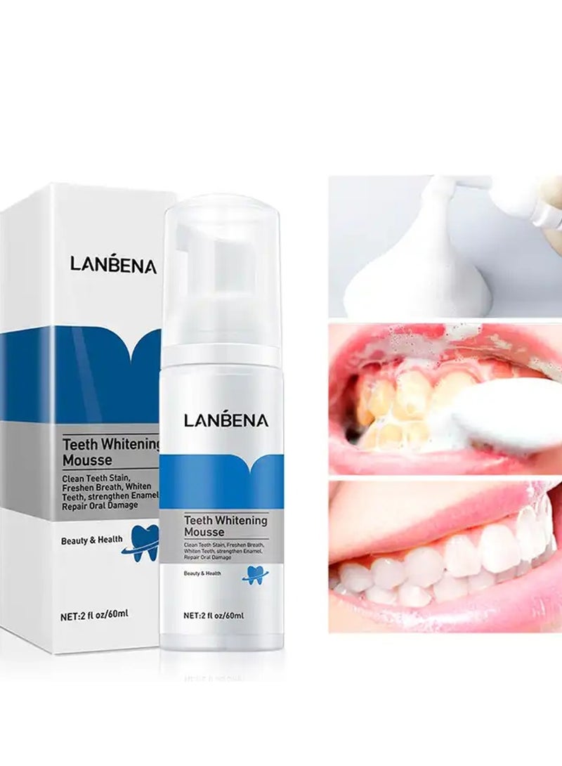 LANBENA Teeth Whitening Toothpaste Tooth-Cleaning Mousse Shining Tooth Whitening Dental Tool Cleaning White Teeth Oral Hygiene Toothpaste Bleaching Remove Stains Mousse 60ml - Image 3