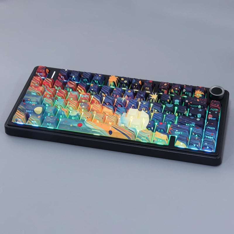 Tsungup Custom Keycaps,131 Keys PBT Starry Sky Side Printed Keycaps,Cherry Profile Key Caps Keyboard Keycap Set for Cherry MX Switches Mechanical Keyboard(Black) - Image 3