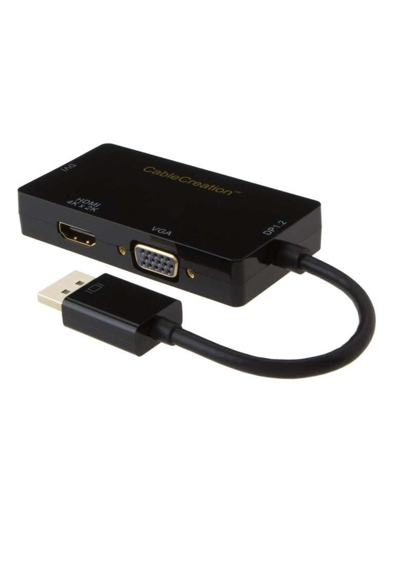 Generic Cable Creation Multifunctional DisplayPort to HDMI/DVI/VGA Adapter, 3 in 1 DisplayPort Adapter Supports HDMI 4K x 2K Resolution, Black  - Image 2