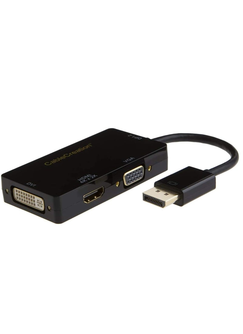 Generic Cable Creation Multifunctional DisplayPort to HDMI/DVI/VGA Adapter, 3 in 1 DisplayPort Adapter Supports HDMI 4K x 2K Resolution, Black  - Image 1