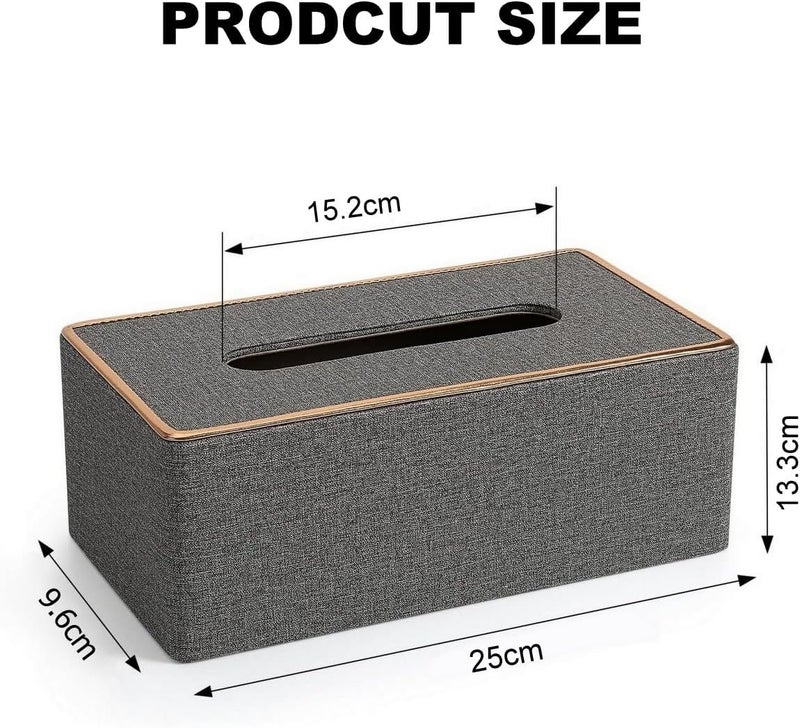 BLYPHOO Tissue Box Cover: Leather Tissue Box Holder for Car Office Home Hotel- Luxurious Napkin Dispenser, Large Durable Facial Dispenser Case for Bathroom, Bedroom, Living Room (Grey) - Image 5