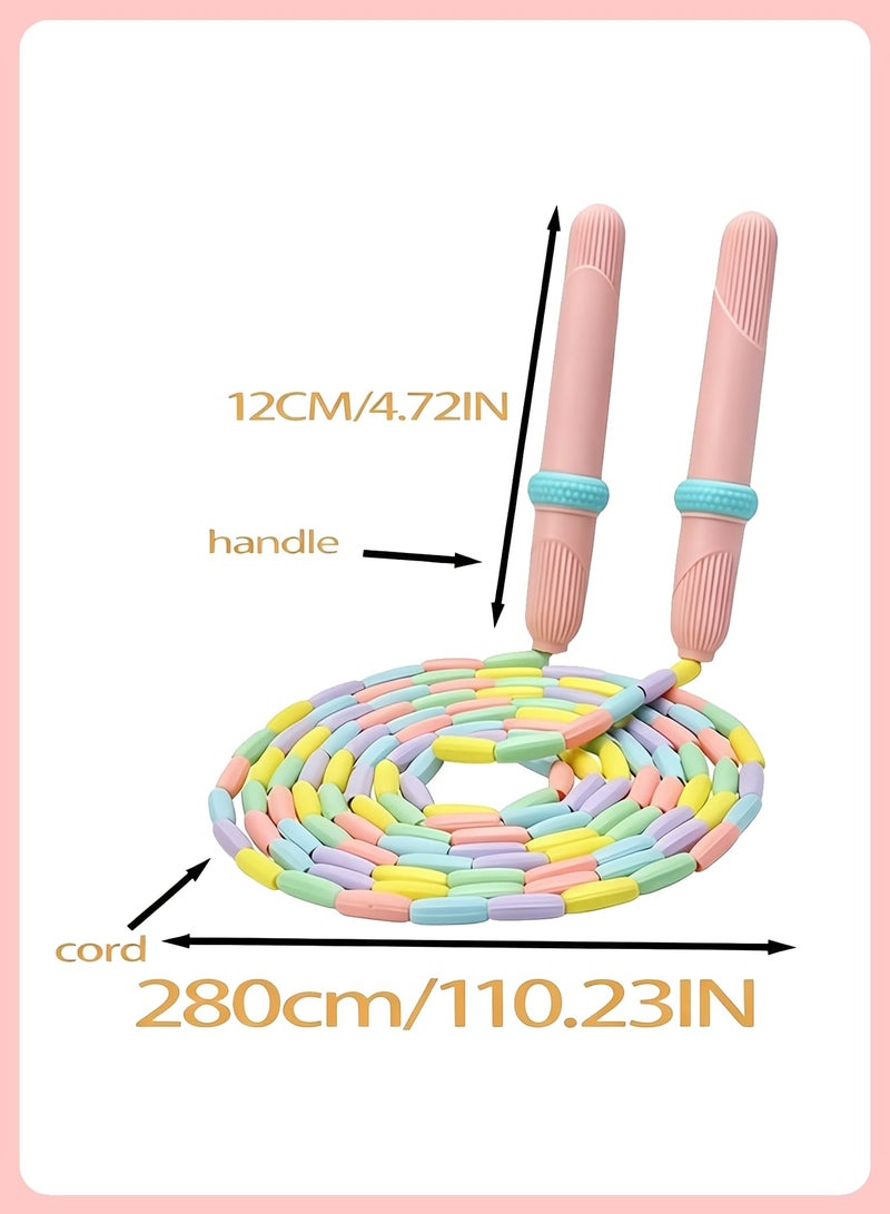 UANIQ 2Pcs Jump Rope, Soft Beaded Tangle Jumping Rope Exercise Heavy, Free Non Slip Handle Skipping Rope for Man, Women, Kids for Gym School Home (Pink & Blue) - Image 2