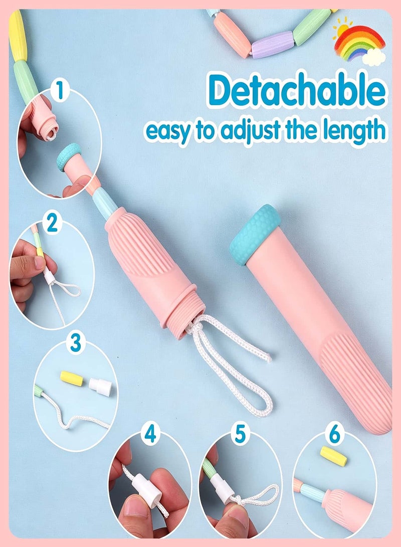 UANIQ 2Pcs Jump Rope, Soft Beaded Tangle Jumping Rope Exercise Heavy, Free Non Slip Handle Skipping Rope for Man, Women, Kids for Gym School Home (Pink & Blue) - Image 3