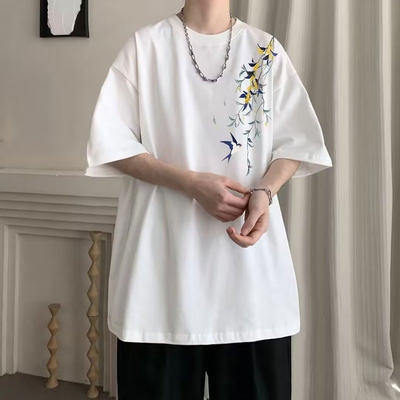 Arrival High Quality Light Luxury Printed Pure Cotton Short-Sleeved T-Shirt Men'S Casual All-Match Summer Instagram Popular Brand Half-Sleeved - Image 1