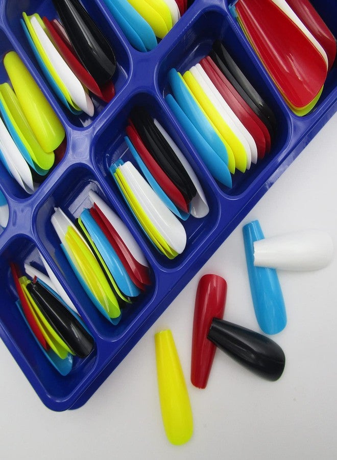 LifexTol 100pc Mixed Color Coffin False Nails Extra Long Ballerina Fake Nail Colored Coffin Acrylic Nail Tips 10 Sizes for Women, Girls, Kids (Mixed Color L) - Image 3