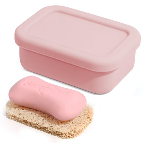 HighHerz Leak Proof Silicone Travel Soap Case with Draining Layer, Travel Size Toiletry, Portable Soap Container for One Regular Bar Soap Perfectly, Shatter-Proof Soap Holder for Bathroom, Gym (Light Pink) - Image 2
