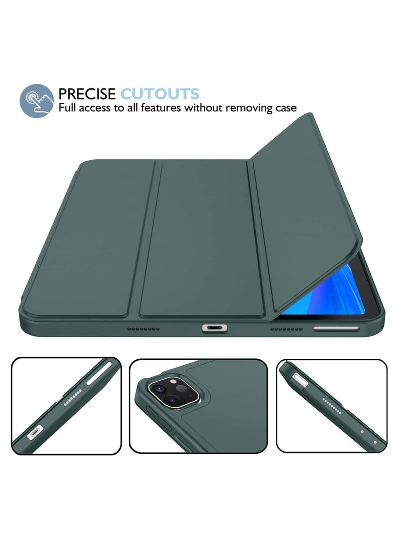 DUSALA iPad Pro 11 Inch Case 2022 4th Gen/2021 3rd Gen /2020 2nd Gen with Pencil Holder,Smart iPad Case Support Touch ID and Auto Wake/Sleep with Auto 2nd Gen Pencil Charging Green - Image 3