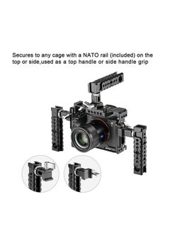 SYOSI Camera Cage Top Handle Grip Quick Release NATO Rail Top Handle with Cold Shoe Arri Locating Hole 15mm Rod Clamp NATO Safety Rail for Video Camera Cage Rig Camcorder Light Microphones  - Image 5