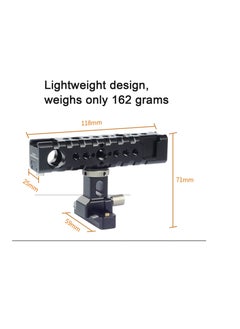 SYOSI Camera Cage Top Handle Grip Quick Release NATO Rail Top Handle with Cold Shoe Arri Locating Hole 15mm Rod Clamp NATO Safety Rail for Video Camera Cage Rig Camcorder Light Microphones  - Image 2