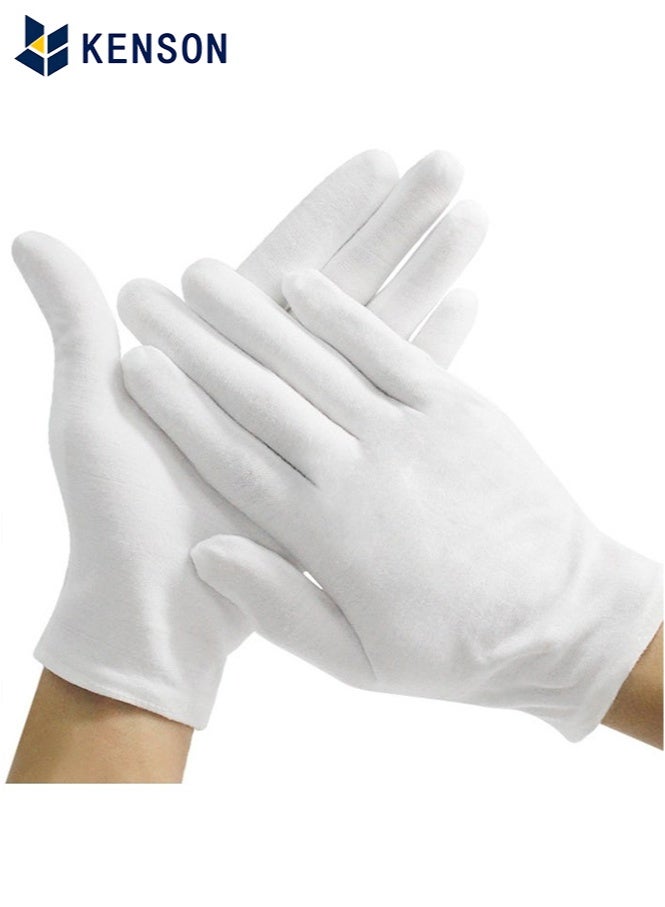 KENSON 3 Pairs White Cotton Gloves for Dry Hands Eczema SPA Moisturizing - Work Glove Liners for Serving Costume Inspection - Image 1
