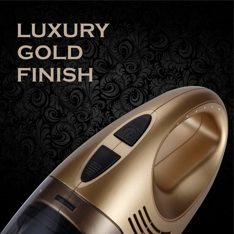 Bergmann Hurricane Gold Car Vacuum Cleaner 12V DC | with BLDC Motor | 150W 100% Copper Motor | Crazy Suction Power Upto 14 kpa ! | Dual Filter | 4 Attachments + Storage Bag | Luxury Gold - Image 5