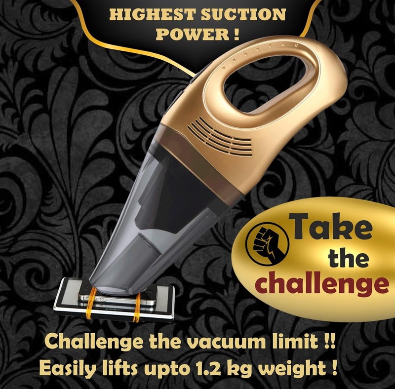 Bergmann Hurricane Gold Car Vacuum Cleaner 12V DC | with BLDC Motor | 150W 100% Copper Motor | Crazy Suction Power Upto 14 kpa ! | Dual Filter | 4 Attachments + Storage Bag | Luxury Gold - Image 3