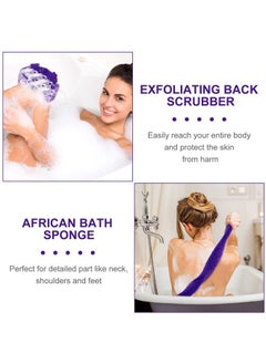 Patelai 2 Pieces African Net Bath Sponge African Exfoliating Long Body Scrubber Tight Weave Beauty Skin Smoother Tower Bath Cloth Porous Stretches Back Washcloths for Daily Use or Stocking Stuffer (Purple)  - Image 4