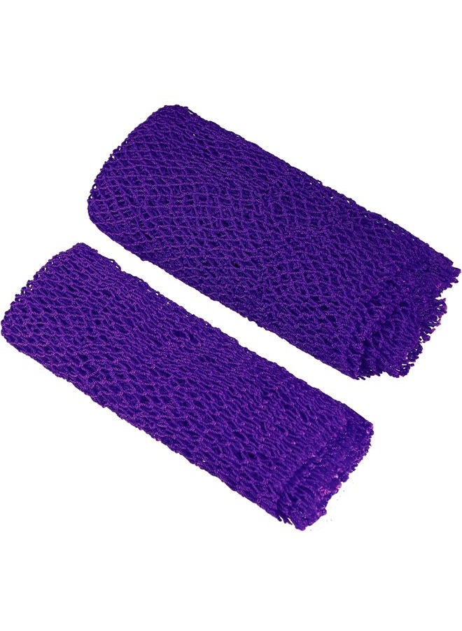 Patelai 2 Pieces African Net Bath Sponge African Exfoliating Long Body Scrubber Tight Weave Beauty Skin Smoother Tower Bath Cloth Porous Stretches Back Washcloths for Daily Use or Stocking Stuffer (Purple) - Image 1