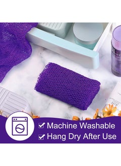 Patelai 2 Pieces African Net Bath Sponge African Exfoliating Long Body Scrubber Tight Weave Beauty Skin Smoother Tower Bath Cloth Porous Stretches Back Washcloths for Daily Use or Stocking Stuffer (Purple)  - Image 5