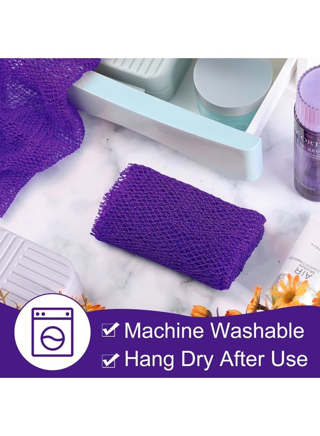 Patelai 2 Pieces African Net Bath Sponge African Exfoliating Long Body Scrubber Tight Weave Beauty Skin Smoother Tower Bath Cloth Porous Stretches Back Washcloths for Daily Use or Stocking Stuffer (Purple) - Image 5