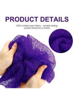 Patelai 2 Pieces African Net Bath Sponge African Exfoliating Long Body Scrubber Tight Weave Beauty Skin Smoother Tower Bath Cloth Porous Stretches Back Washcloths for Daily Use or Stocking Stuffer (Purple)  - Image 3
