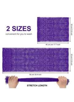 Patelai 2 Pieces African Net Bath Sponge African Exfoliating Long Body Scrubber Tight Weave Beauty Skin Smoother Tower Bath Cloth Porous Stretches Back Washcloths for Daily Use or Stocking Stuffer (Purple)  - Image 2