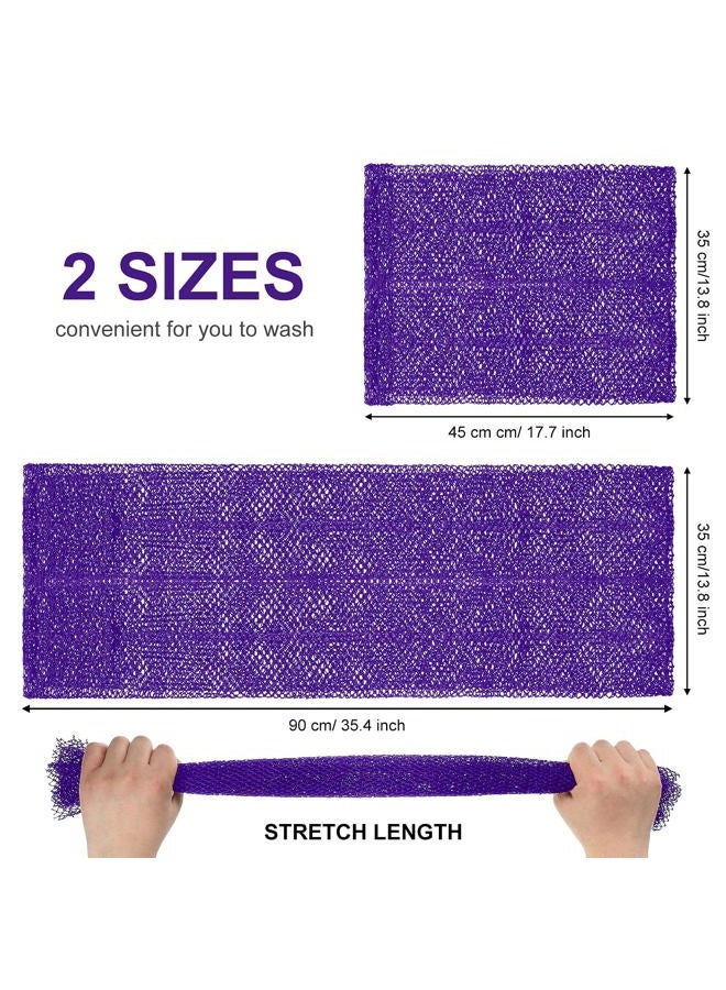 Patelai 2 Pieces African Net Bath Sponge African Exfoliating Long Body Scrubber Tight Weave Beauty Skin Smoother Tower Bath Cloth Porous Stretches Back Washcloths for Daily Use or Stocking Stuffer (Purple) - Image 2