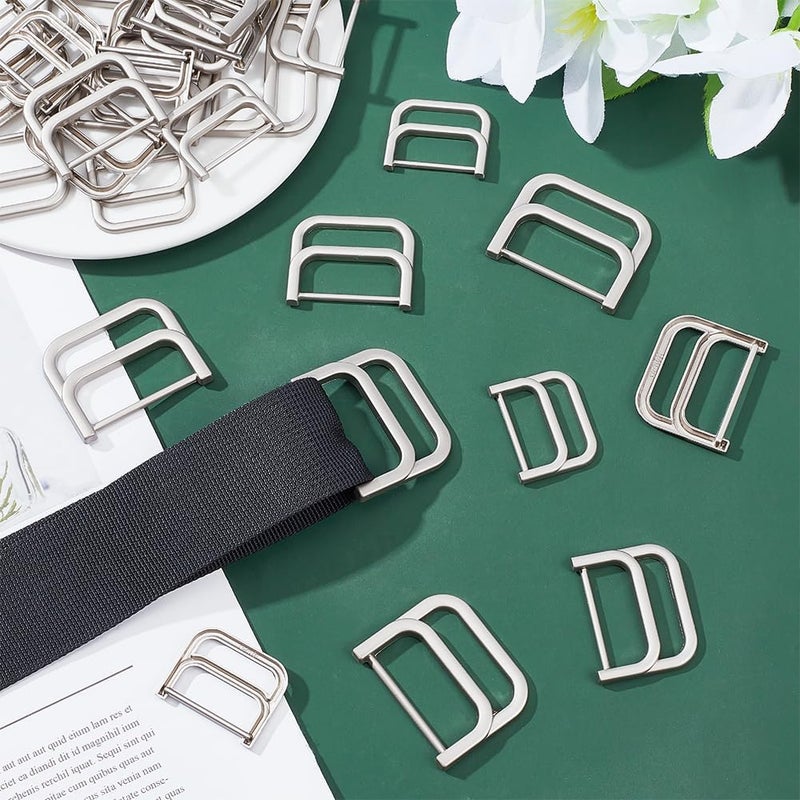 klarako 24Pcs Double D-Ring Buckles, 3 Size Metal Adjustable Purse Lklarako Fasteners 25mm/30mm/34mm Metal D Ring Adjustable Purse Lklarako Rings Clip Connector Hardware for DIY Leather Craft Accessories - Image 4