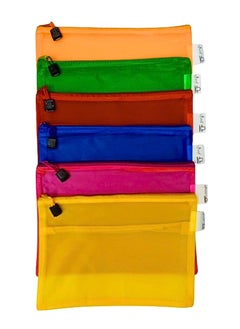 Libra A5 Zipper File Bags, Zippered Waterproof PVC Pouch Plastic Zip Document Filing Folder MULTICOLORS (PACK OF 6)  - Image 1
