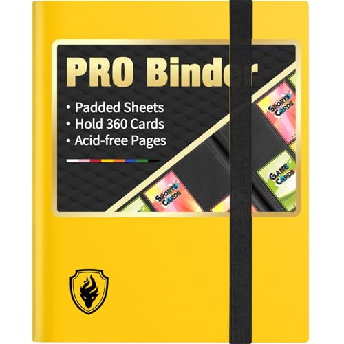 Fabmaker Card Binder, Premium 9 Pocket Trading Card Binder Holds 360 Cards, Sleek Side-Loading Card Album, Sturdy Card Collection Folder for TCG, MTG, Yugioh, Other Game Cards, Sport Cards, Yellow - Image 1