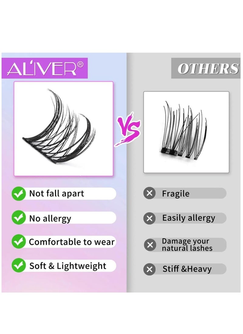 ALIVER - 80 Pcs Lash Clusters, Lash Adhesive Glue & Lash Tweezer Set Eyelash Extensions Kit Wispy False Eyelashes Lash Clusters DIY Eyelash Extensions Individual False Eyelashes for Women (10mm - 14mm - Image 1