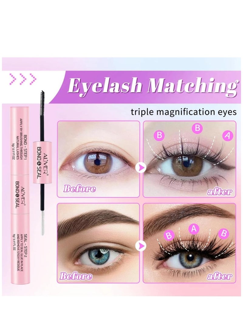 ALIVER - 80 Pcs Lash Clusters, Lash Adhesive Glue & Lash Tweezer Set Eyelash Extensions Kit Wispy False Eyelashes Lash Clusters DIY Eyelash Extensions Individual False Eyelashes for Women (10mm - 14mm - Image 1