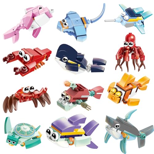 BRICHBROW Party Favors for Kids - 12 Pack Animals Building Blocks for Goodie Bags Stocking Stuffers Classroom Prizes Birthday Gifts Toy Building Sets for Kids 6-12yrs - Image 1