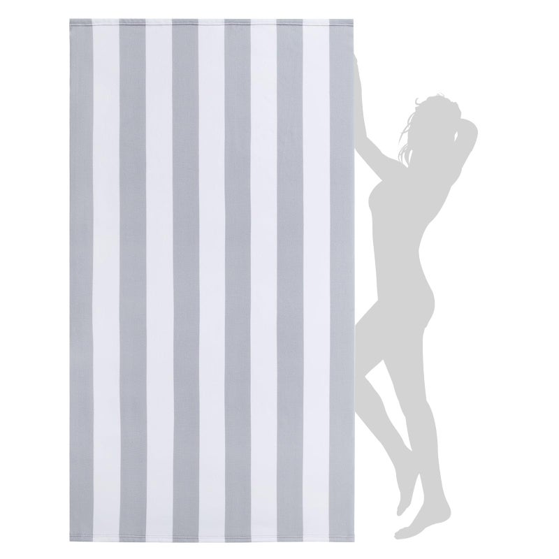 WILFA Extra Large Beach Towel Oversized Mircofiber Beach Towel 40 x 70 XL Striped Lightweight Pool Towel Big Cabana Swim Travel Towel for Adults Mens WomenGrey