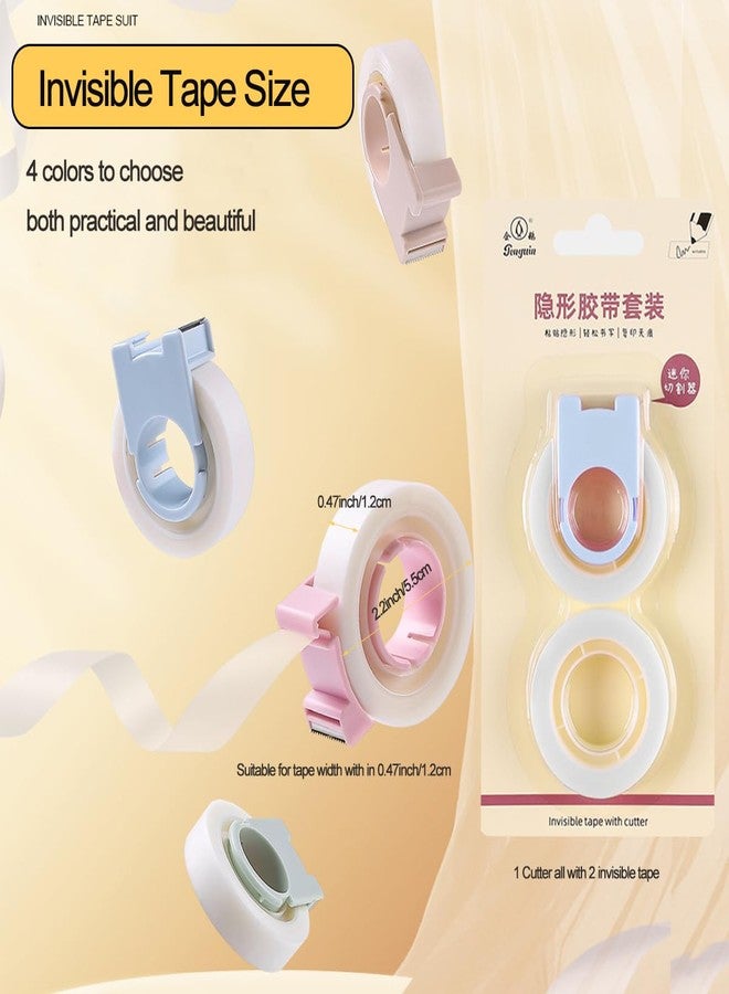 Hibucuo 4 Pack Invisible Tape with Mini Dispenser Set, Mini Tape Cutter with 2 Roll Magic Tape, Writable Tape, Repairable Tape, Portable Repairing for Office School Home, 5 Dispensered Rolls, 0.5 x 700 Inch - Image 5