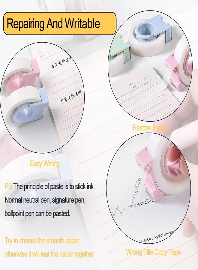 Hibucuo 4 Pack Invisible Tape with Mini Dispenser Set, Mini Tape Cutter with 2 Roll Magic Tape, Writable Tape, Repairable Tape, Portable Repairing for Office School Home, 5 Dispensered Rolls, 0.5 x 700 Inch - Image 4