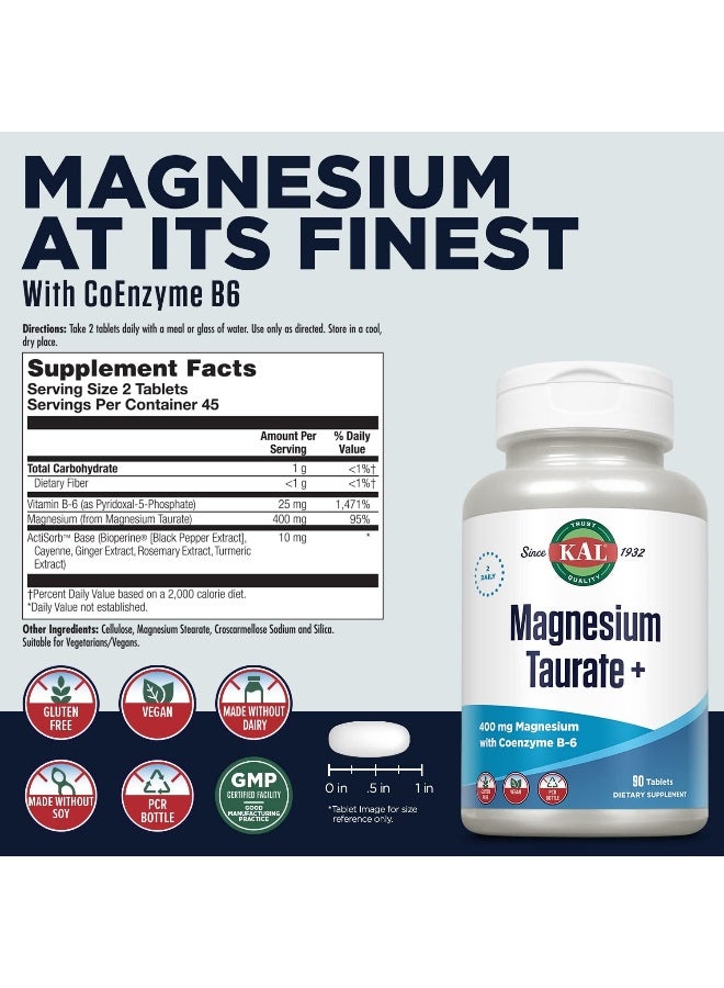 Kal Magnesium Taurate+, 400mg(90 Tablets) - Image 2