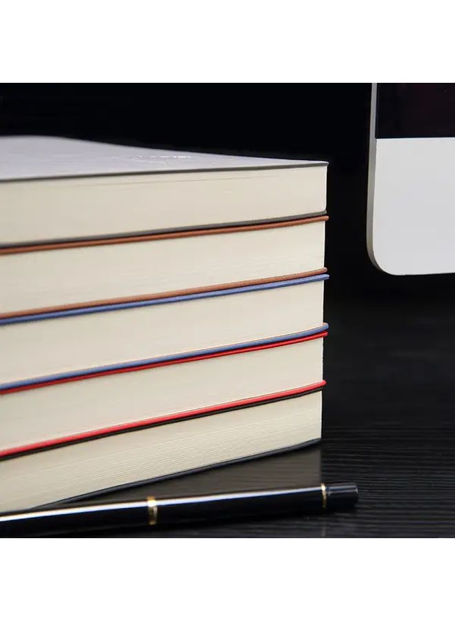 A4 Premium Faux Leather Lined Notebook Brown With 3 Stickers Oversized 100 Pages 200 Pages Eye Protection Paper Durable Soft Cover For Business University School Office - Image 2