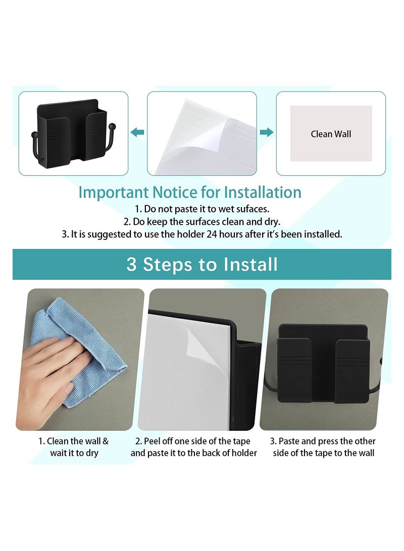 DETREND 6 Pieces Wall Mount Phone Holder Self-Adhesive Wall Beside Organizer Storage Box Plastic Charging Phone Stand Remote Wall-Mounted Phone Brackets Holder for Bedroom Multicolor - Image 5