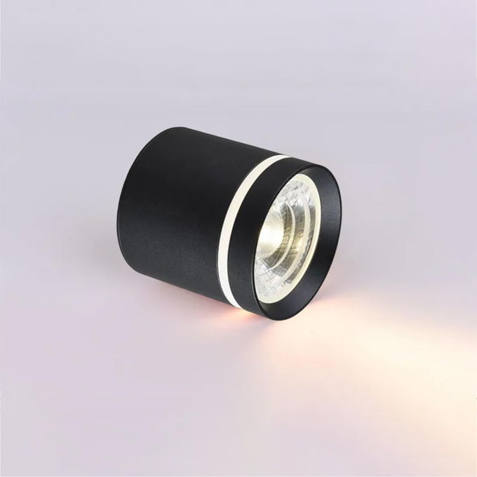 12 WATT BLACK SURFACE MOUNTED LED LIGHT CYLINDERICAL COB SPOTLIGHT CEILING DOWNLIGHT FOR OFFICE SHOWROOM STUDIO SHOP HOME LIVING ROOM WARM WHITE LIGHT 75X100MM