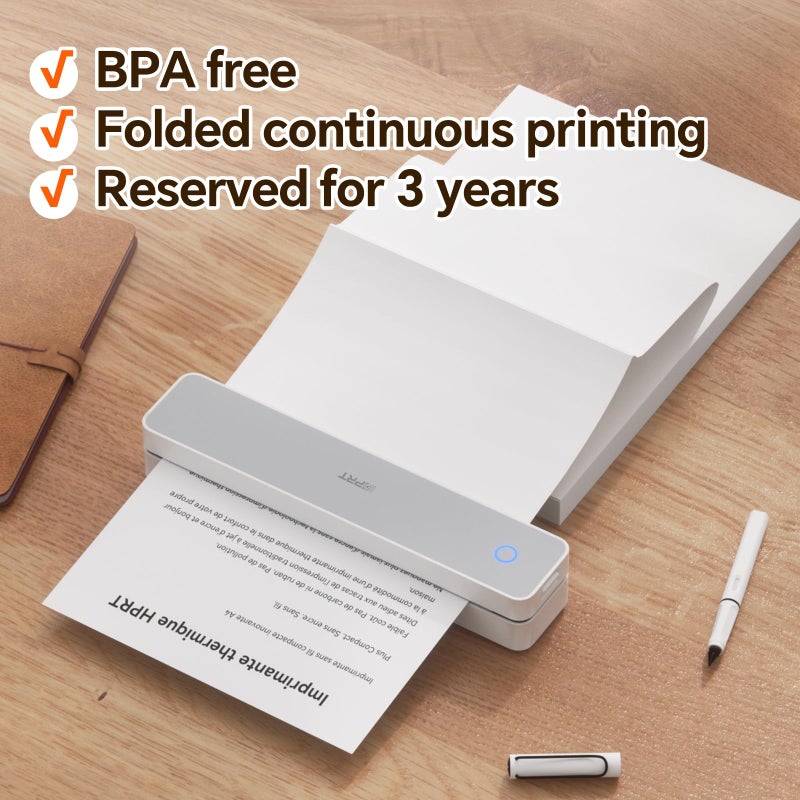iDPRT 200 Sheets Folding Thermal Paper, US Letter 8.5 x 11 InchT hermal Papers, MT610PRO & MT888 Thermal Paper,Compatible with iDPRT/HPRT/PRT Portable Printer,Continual Feeding Folded Printing Paper - Image 2