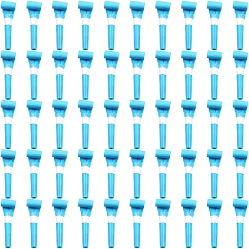 ywmigl 50 Pcs Blue Party Blowers for Kids Funny Blower Noise Makers Blowouts Horns Whistles Perfect for Birthday Parties New Years Sporting Events Party Supplies Blue - Image 1