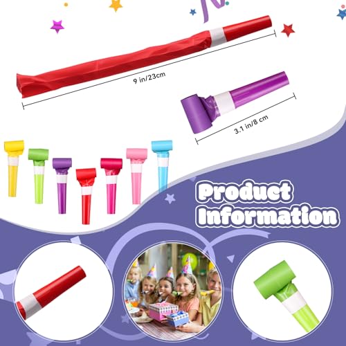 ywmigl 50 Pcs Blue Party Blowers for Kids Funny Blower Noise Makers Blowouts Horns Whistles Perfect for Birthday Parties New Years Sporting Events Party Supplies Blue - Image 5