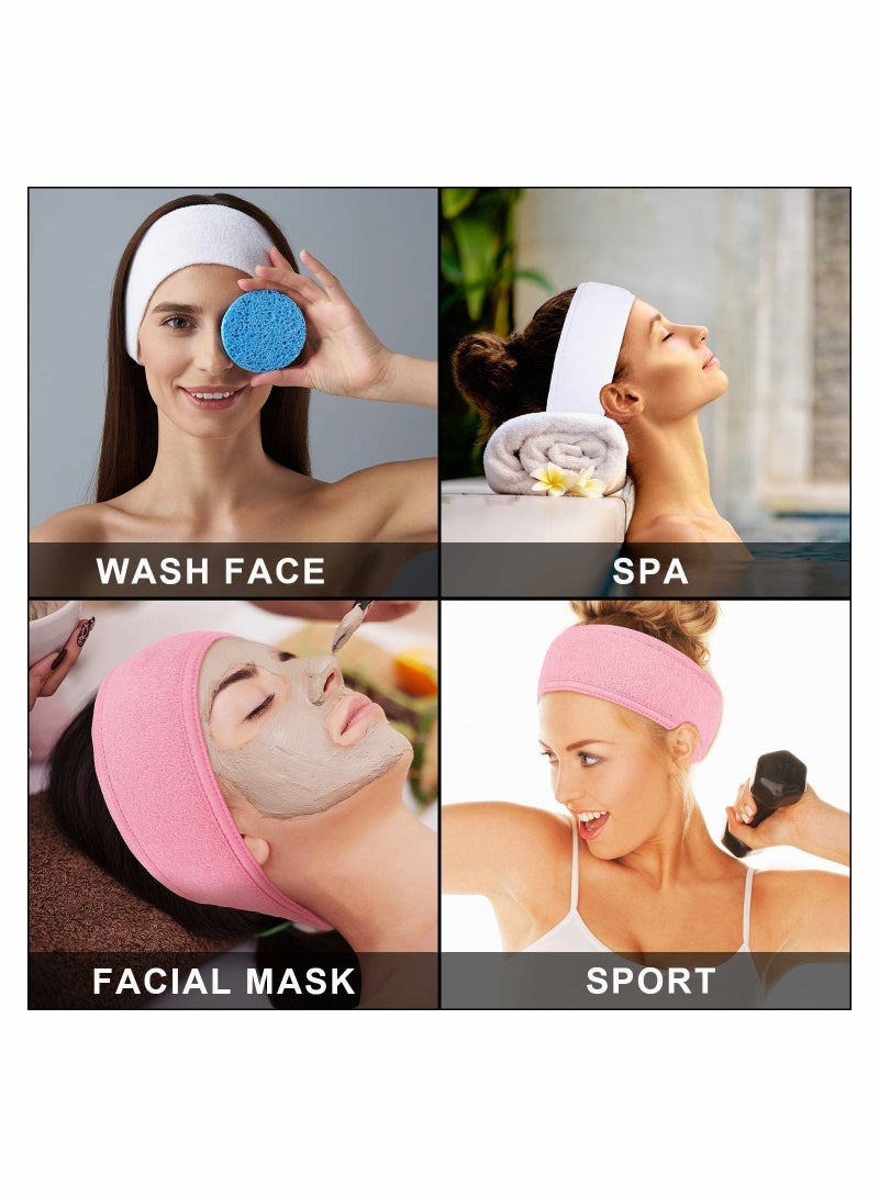 SOLARAE 3 PCS Spa Facial Headband Make up Hair Band, Terry Cloth Headband, StretchTowel for Sport Yoga Shower - Image 2