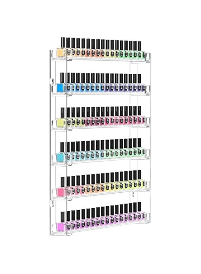 Arabest 21 * 21 Inch Nail Polish Wall Rack, Easy to Install, Clear Acrylic Nail Polish Display Holder Organizer 6 Tier Hold Up To 90-120 Bottles  - Image 1