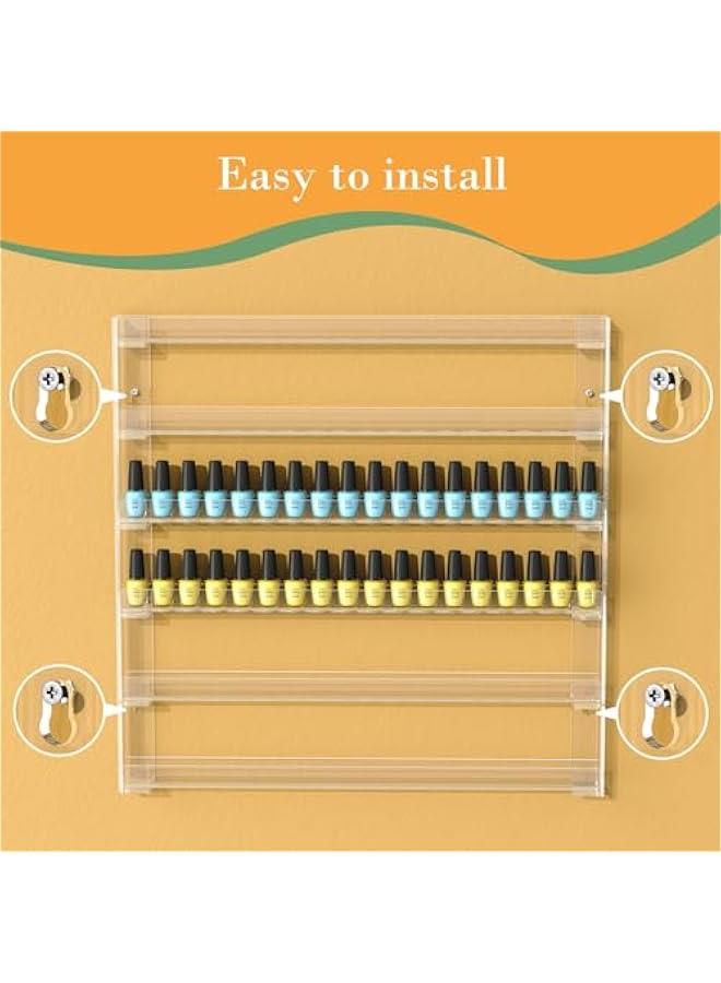 Arabest 21 * 21 Inch Nail Polish Wall Rack, Easy to Install, Clear Acrylic Nail Polish Display Holder Organizer 6 Tier Hold Up To 90-120 Bottles  - Image 5
