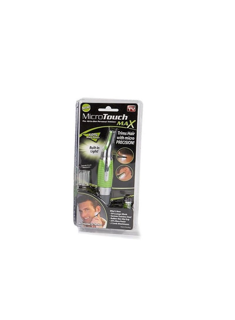 AS SEEN ON TV مايكرو تاتش ماكس ماكينة حلاقة اللحية والأذن والأنف والشعر الشخصية الكل في واحد رمادي/أخضر - Image 2