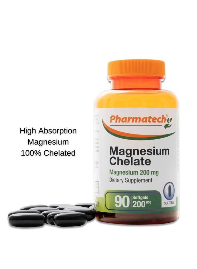 Pharmatech ®, Magnesium Chelate 200 mg, High Absorption Magnesium, 100% Chelated, Better Sleep, Stress Relief, Improve Energy, for Women and Men, 90 Softgels - Image 4