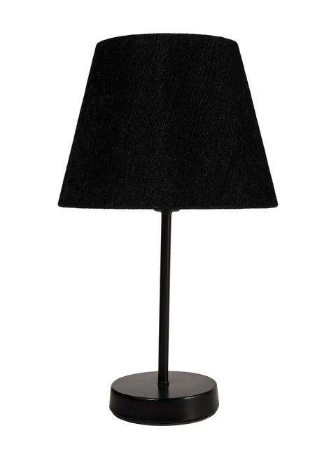 Distinctive And Elegant Table Lamp Shade With A Unique Fabric Shade And Black Metal