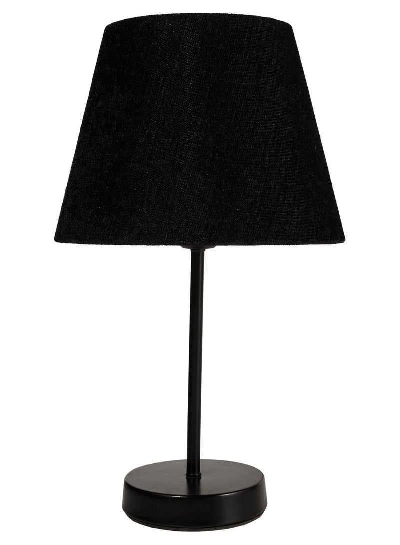 الروضة للإضاءة اباجورة شكل مميز وانيق بشابوة قماش فريد معدن - اباجورة مودرن لغرف النوم والمعيشة | اللون: اسود × اسود | المقاس: 45x25x25 سم - Image 1