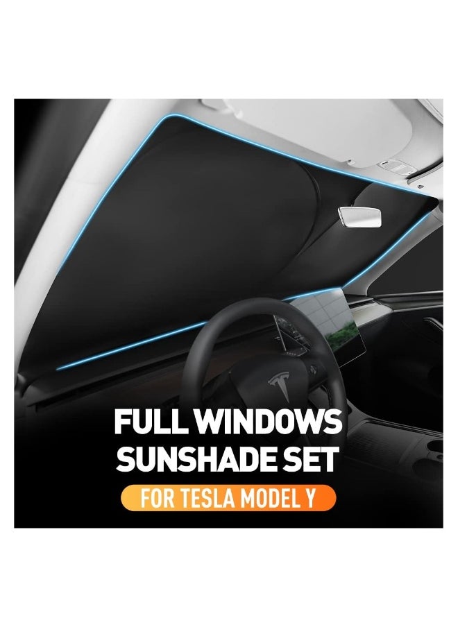 Generic - 8PCS Sunshade Set for Tesla Model Y, Full Range Whole Vehicle Windows Sun Shade Kit, Front u0026 Rear Windshield Triangular u0026 Side Windows Shade Foldable Insulation Cover for Model Y Accessories - Image 1