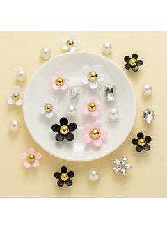 NEVEGE Shoe Charms 24PC, Flower Charms with Crystal Rhinestone & Pearl PVC, Cute Decoration for Girls Shoes  - Image 2